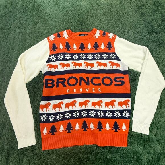 Denver Broncos Adult National Football League NFL Large Ugly Christmas Sweater - Picture 1 of 5
